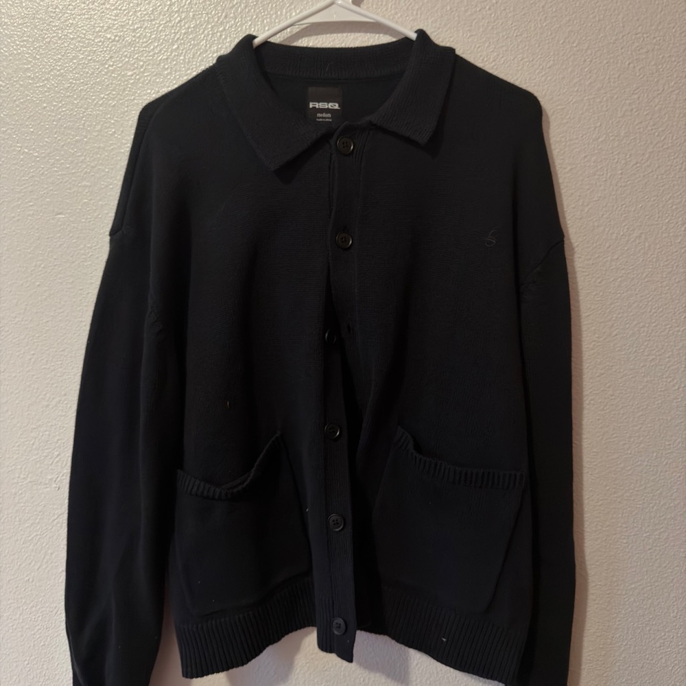 RSQ Black Knit Button-Up
